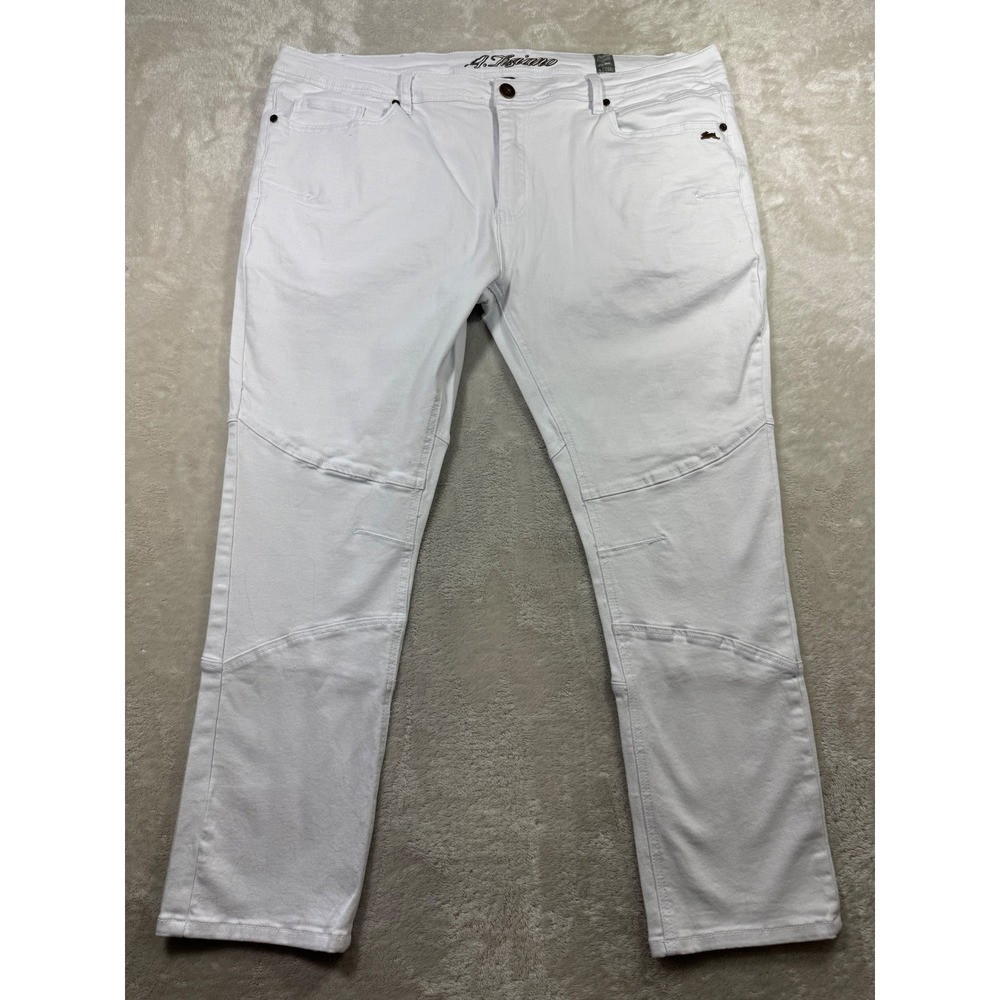 A. Tiziano Mens Original Series Moto White Denim Jeans 42 Meas: 42x28.5